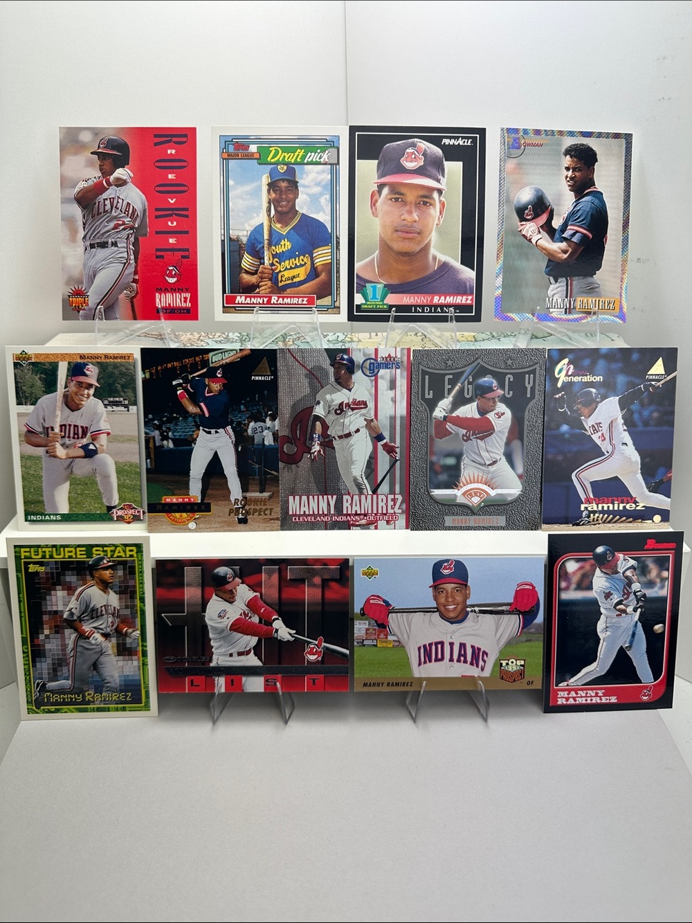 7 Manny Ramirez Rookie cards incl Rainbow Bowman lot of 13 (Cleveland Indians)